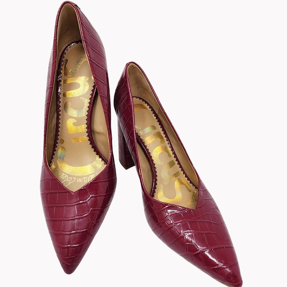 Circus By Sam Edelman sz 7 Marlee Burgundy Croc-Embossed Pointed Toe Pumps